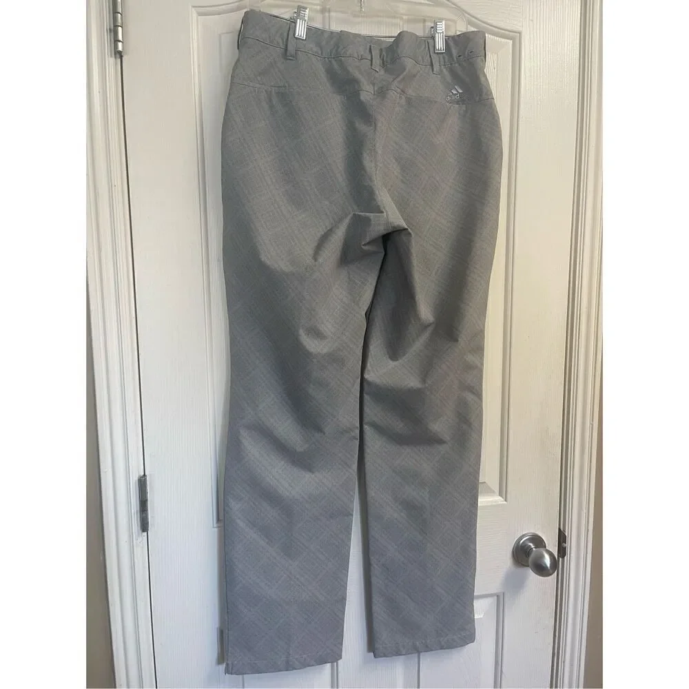 Adidas Men's Beige Check Pattern Relaxed Golf Khaki Pants Size 32 X 32
